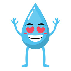 Cartoon Illustration of a Water Drop Character