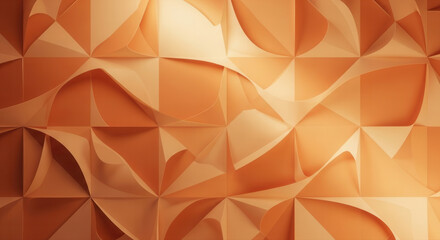 Orange abstract background with geometric shapes and curved lines.