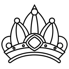 Vintage Royal Crown Line Art Vector