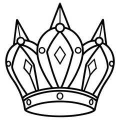 Vintage Royal Crown Line Art Vector
