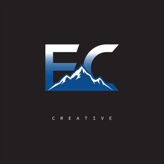 EC Creative Mountain Logo – Bold Gradient Letter mark Branding Design for Business & Outdoor Brands
