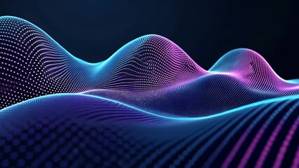 Abstract Digital Wave Form with Glowing Dots and Blue Purple Gradient - Powered by Adobe
