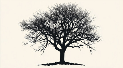 Obraz premium Modern Tree Silhouette on White Background