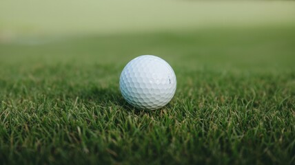 Fototapeta premium Golf Ball Resting on Vibrant Green Grass
