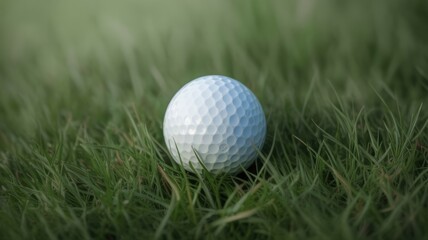 Golf Ball Resting on Green Grass