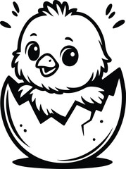 Baby Chick Hatching From Egg Design on transparent background