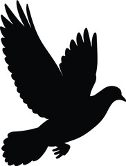 Pigeon bird flying  - Dove bird silhouette on transparent background