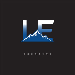 LE Creative Mountain Logo – Bold Gradient Letter mark Branding Design for Business & Outdoor Brands
