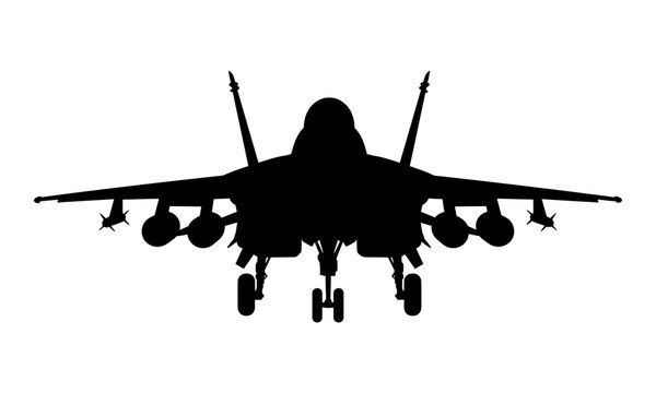 Fighter Jet Silhouette on Transparent Background