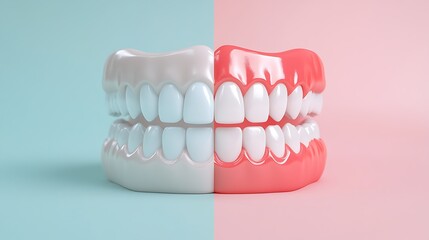 Obraz premium 3d model of teeth and gums in contrasting colors.