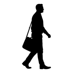 Obraz premium Silhouette of a man walking with a bag in a professional setting