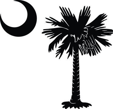 South Carolina State Flag Palm Tree Moon on transparent background