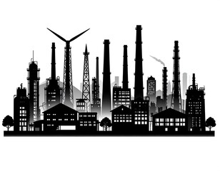 Fototapeta premium Industrial cityscape silhouette