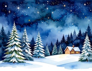 Snowy winter night scene