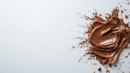 A spread of rich, creamy chocolate on a smooth metal surface captures the essence of indulgence and temptation, ideal for sweet treats and dessert lovers alike.