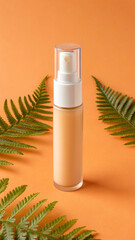 Beauty products isolated on white: blank plastic bottles of perfume, cream, lotion, and spray for cosmetic body care