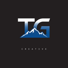 TG Creative Mountain Logo – Bold Gradient Letter mark Branding Design for Business & Outdoor Brands