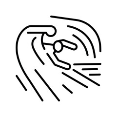 bodysurfing black line icon for digital and print projects.