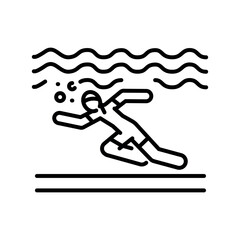 aqua jogging black line icon for digital and print projects.