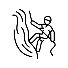 canyoneering black line icon for digital and print projects.