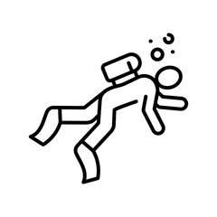 diving black line icon for digital and print projects.