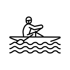 
rowing black line icon for digital and print projects.