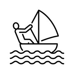 sailing black line icon for digital and print projects.