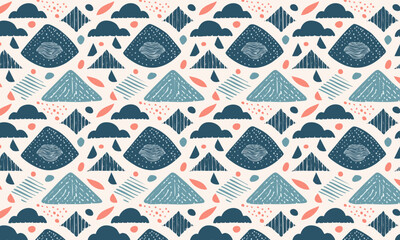 Whimsical Abstract Mountain Landscape Pattern