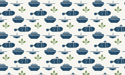 Minimalist Japanese Style Teapot Illustration Pattern