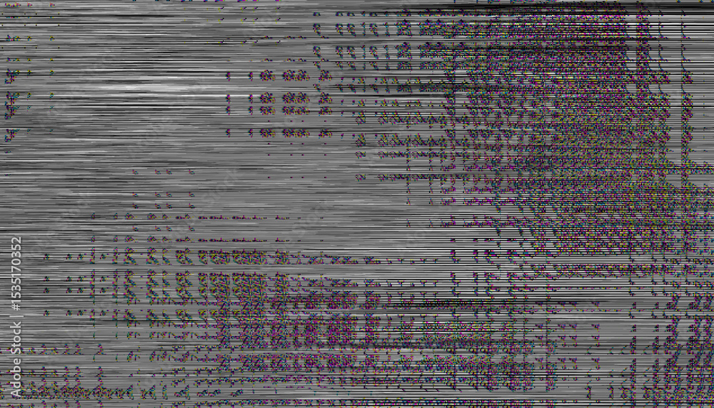 Poster glitch noise static television vfx. visual video effects stripes background, crt tv screen no signal