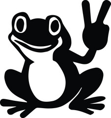 frog Peace Sign on white background