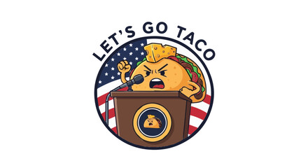 Obraz premium Angry taco giving speech at podium, political style