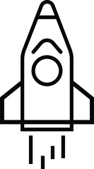 Rocket icon. rocket space icon. vector design outline style. flat ison isolated on white background