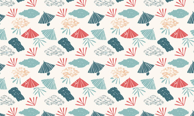 Hand-Drawn Doodle Pattern of Asian Icons