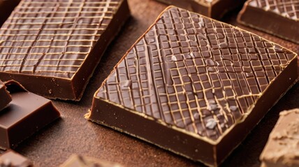 Dark chocolate bars, close-up