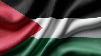 Waving palestinian flag in minimalist style centered on white background middle east flag representation