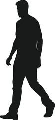 Walking man silhouette casual pose vector graphic illustration