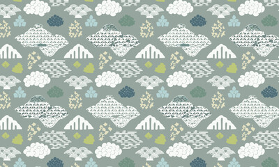 Naklejka premium Abstract Nature Landscape Seamless Pattern with Texture