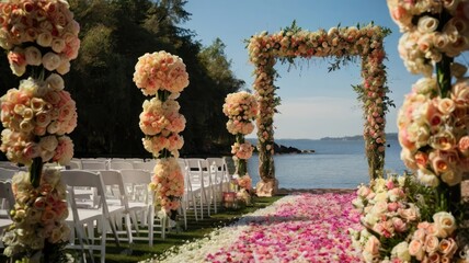 Romantic beach wedding ceremony
