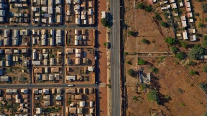 High-angle view of a developing city or shanty town