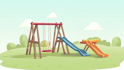 Fototapeta premium Playground with Swing and Slide