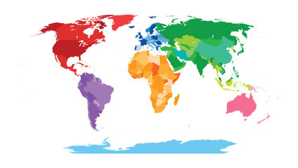 Colorful Continent Political World Map Design