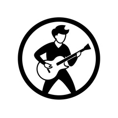 Guitar Player Singing Vector Graphic For Music Festival And Live Performance Art