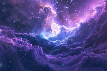 High Resolution Picture of Cosmic Scenery with Vivid Nebula and Galaxies