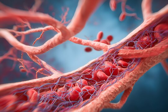 Detailed 3D artery model depicting blood flow restoration for cardiovascular revascularization.
