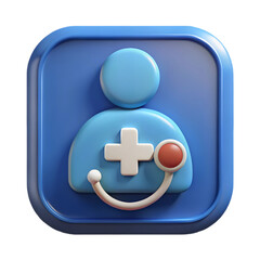 Obraz premium 3D medical icon of healthcare professional with stethoscope symbol 
