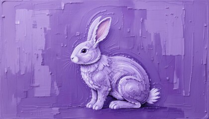  Expressive Lavender Bunny Painting on a Richly Textured Purple Surface