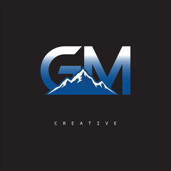 GM Creative Mountain Logo – Bold Gradient Letter mark Branding Design for Business & Outdoor Brands