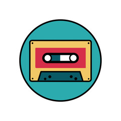 Fototapeta premium Retro Cassette Tape Vector Logo Icon in a Circle