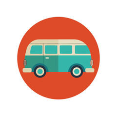 Colorful Retro Van Vector Logo Icon in a Circle